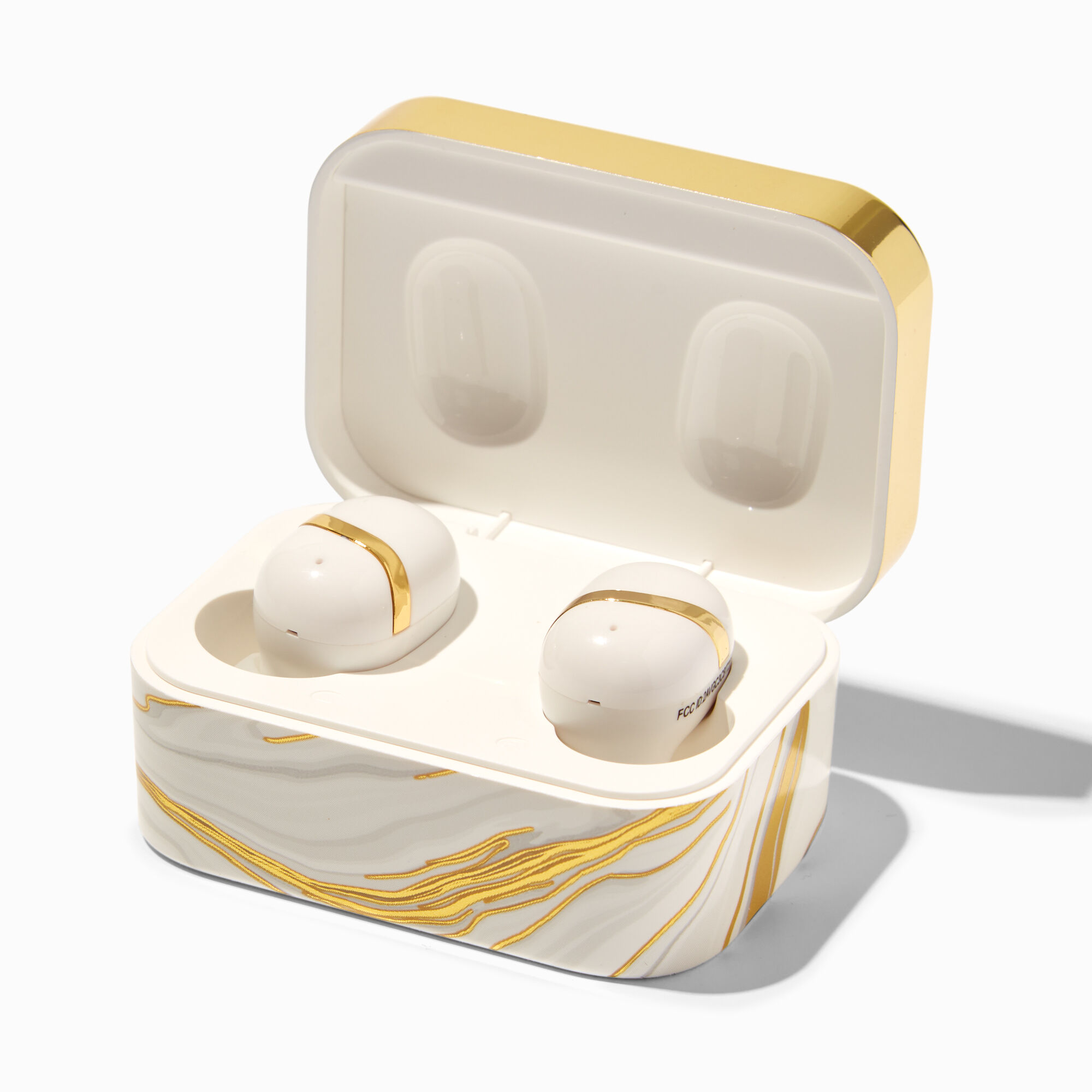 View Claires Wireless Earbuds In Case Marble Gold information
