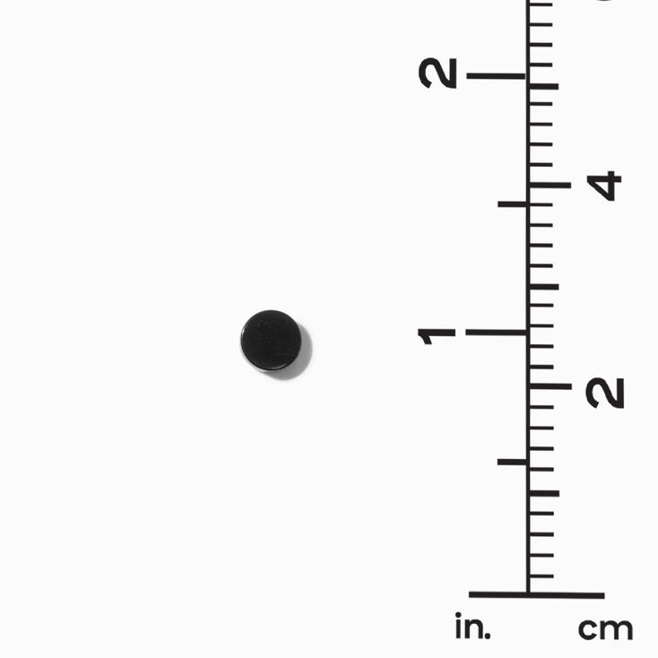 C LUXE by Claire&#39;s Silver-tone Titanium 6mm Black Disc Stud Earrings,