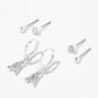 Silver Initial Earring Stackables Set &#40;3 Pack, A&#41;,