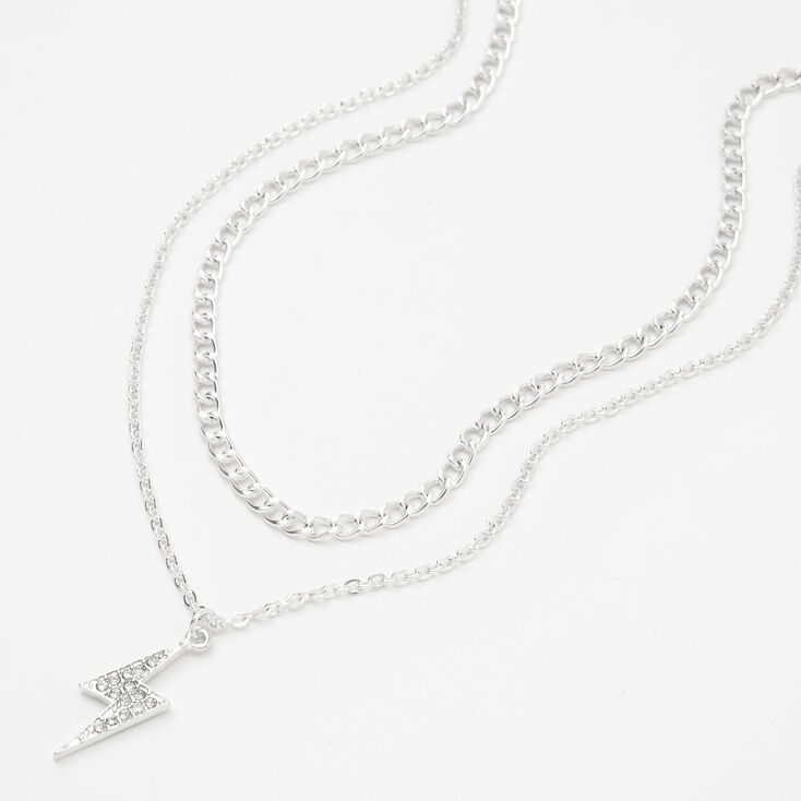 Collier multi-rangs avec cha&icirc;ne &eacute;clair couleur argent&eacute;e,