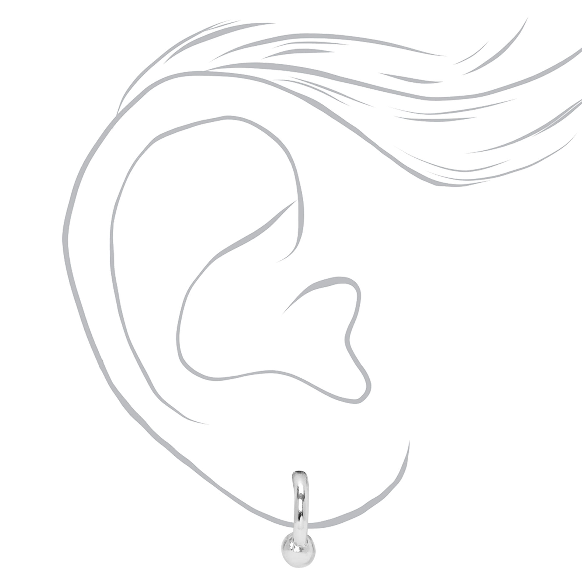 Silver 10MM Ball Huggie Hoop Earrings,