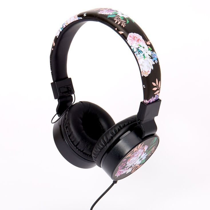 Floral Headphones - Black,