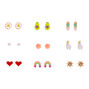 Happy Rainbows &amp; Flowers Stud Earrings - 9 Pack,