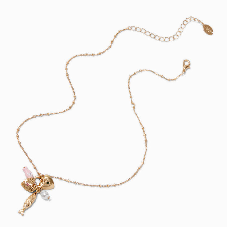 Gold-tone Fish Toggle Charm Pendant Necklace,