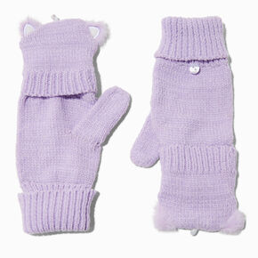 Claire&#39;s Club Lilac Fox Convertible Gloves,