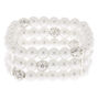 Bracelet &eacute;lastique multi-rangs avec perles d&#39;imitation couleur argent&eacute;,