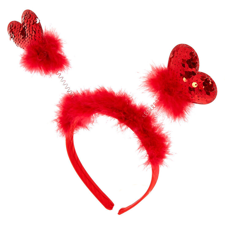 Sequin Hearts Deely Bopper Headband - Red,