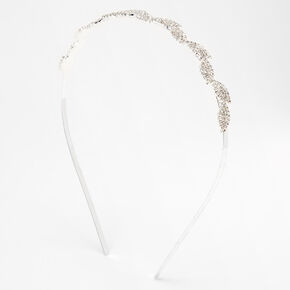 Silver Pave Rhinestone Leaf Headband,