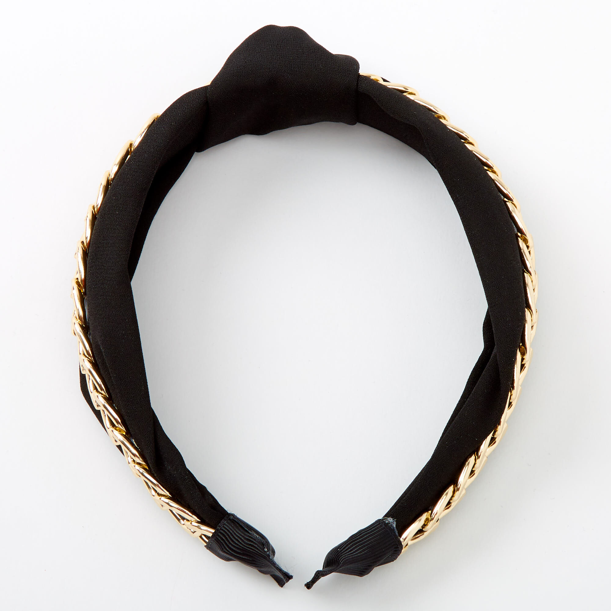 Gold Chain Knotted Headband - Black,