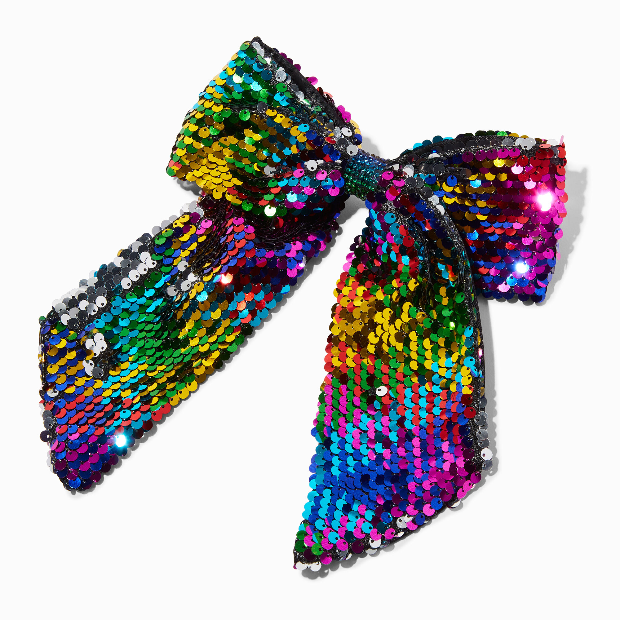 View Claires Sequin Bow Hair Clip Rainbow information