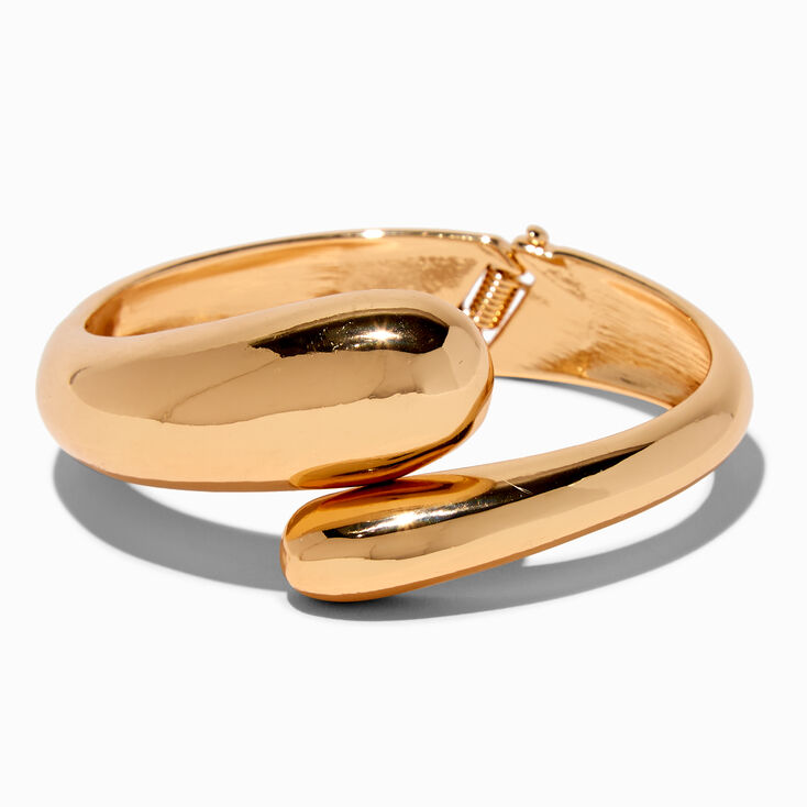 Bracelet fin bangle style m&eacute;tal fondu &eacute;pais couleur dor&eacute;e,