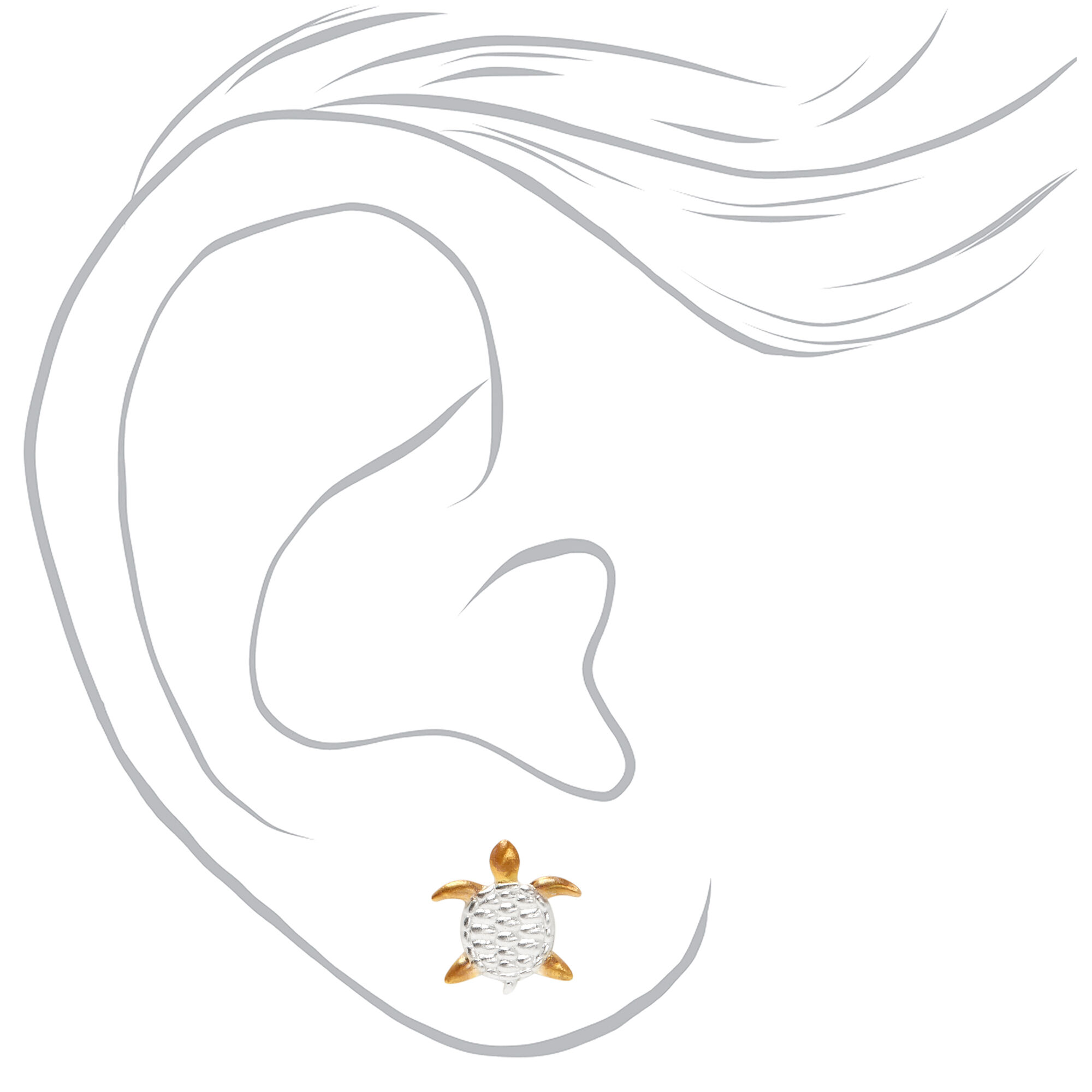 Sterling Silver & Gold Turtle Stud Earrings,