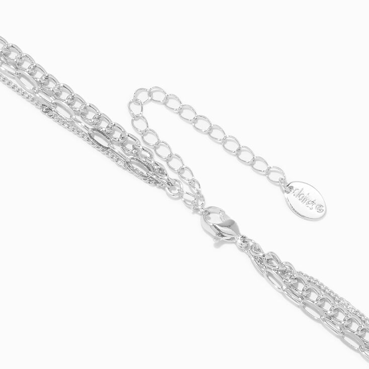 Silver-tone Twisted Medallion Multi-Strand Chain Necklace,