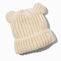 Ivory Bear Knit Beanie Hat,