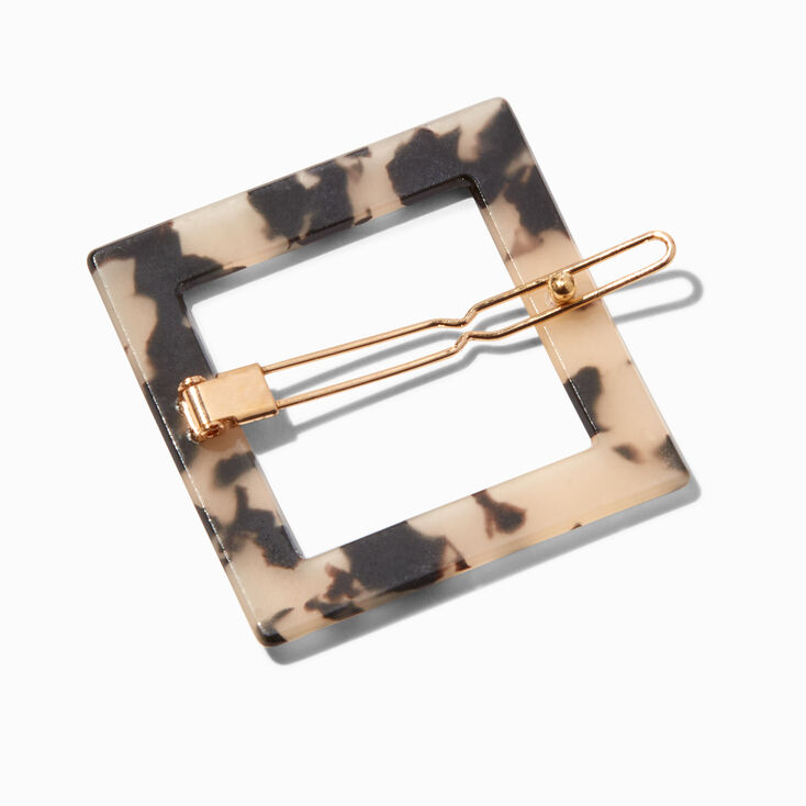 Gray Tortoiseshell Square Hair Barrette,