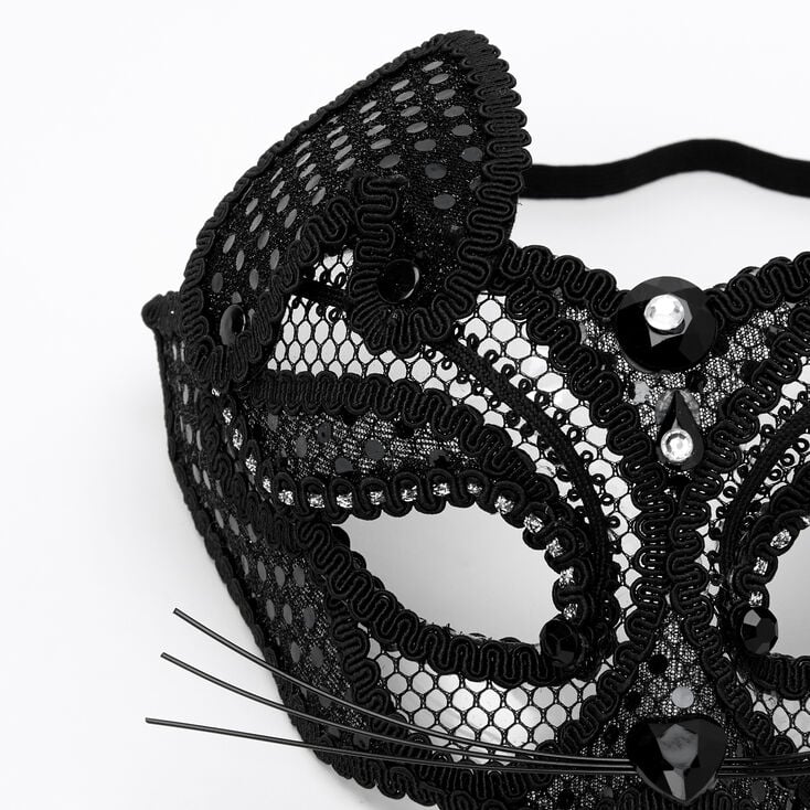 Lace Cat Mask - Black,