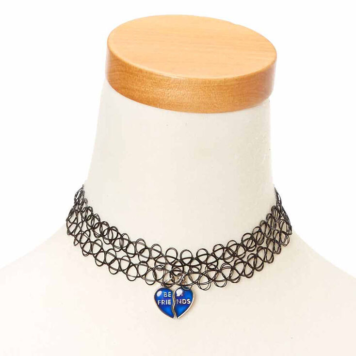 Best Friends Mood Heart Pendant Tattoo Choker Necklaces,