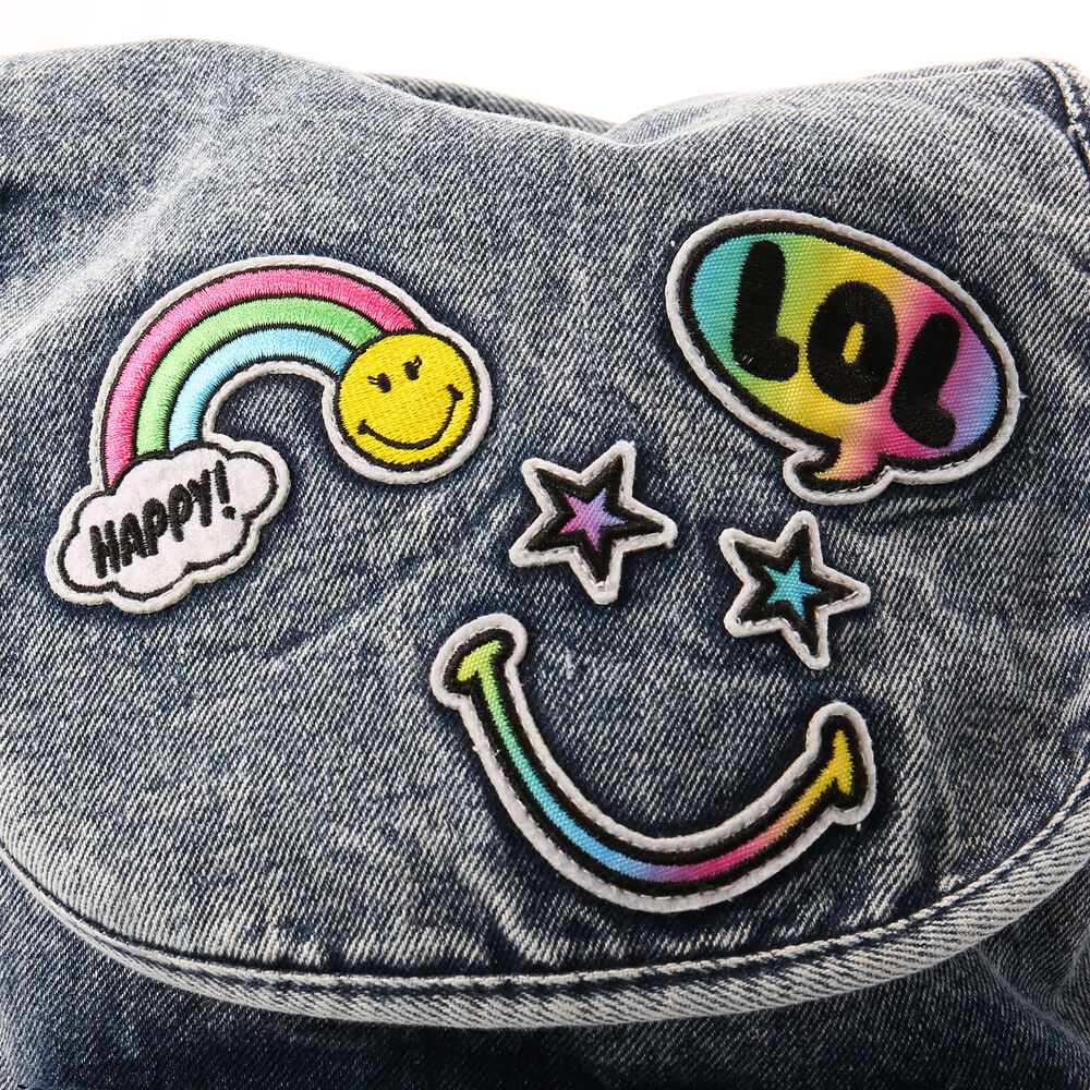 Sac à dos en jean avec écussons Smiley,