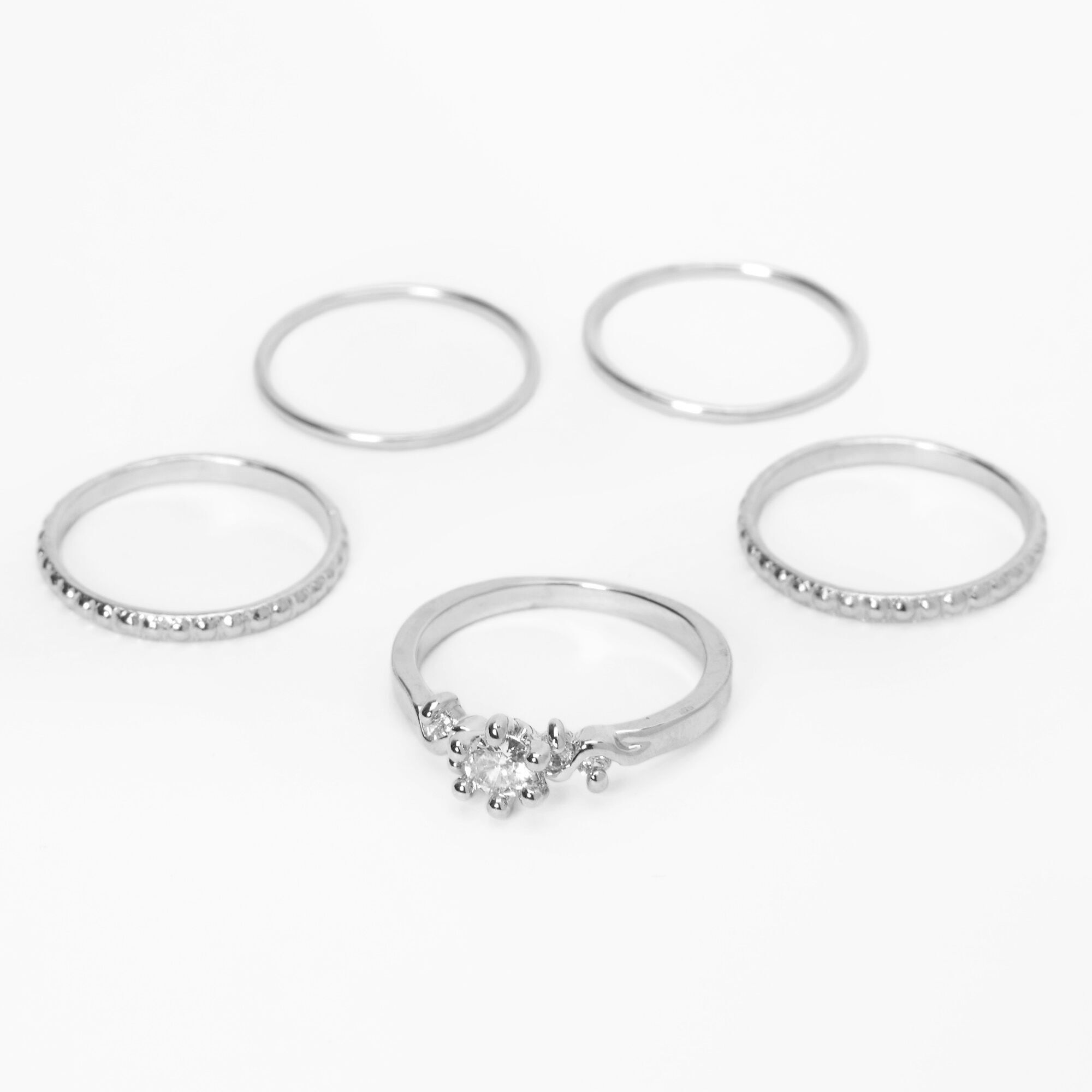Silver Cubic Zirconia Statment Ring,