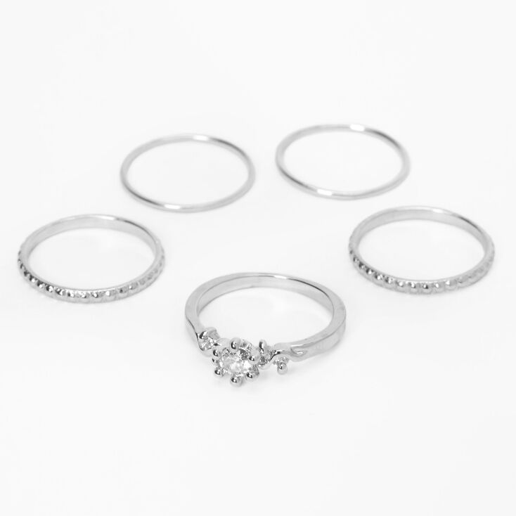 Silver Cubic Zirconia Statment Ring,