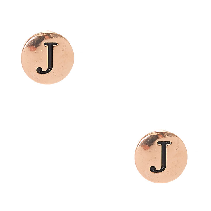 Gold Tone Initial J Stud Earrings Claire S Us Gold Tone Initial J Stud Earrings