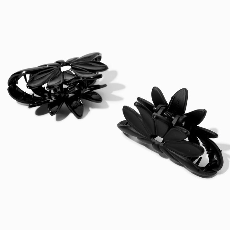 Black Matte Flower Petal Hair Claws - 2 Pack,