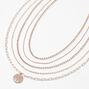 Rose Gold-tone Rhinestone Medallion Necklaces - 5 Pack,