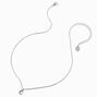 Silver-tone Crystal Block Letter Initial Pendant Necklace - C,