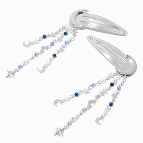 Silver-tone Celestial Dangle Snap Hair Clips - 2 Pack,