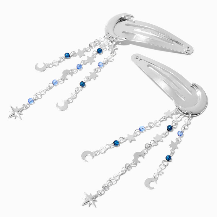 Silver-tone Celestial Dangle Snap Hair Clips - 2 Pack,