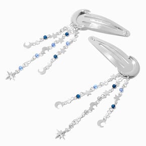Silver-tone Celestial Dangle Snap Hair Clips - 2 Pack,