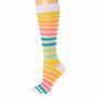 Neon Rainbow Striped Sheer Knee High Socks,