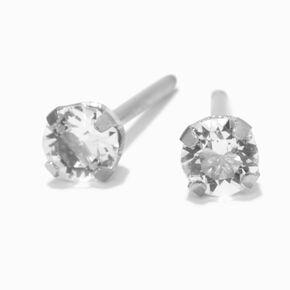 Stainless Steel 3mm Crystal Long Post Studs Ear Piercing Kit with Ear Care Lotion,