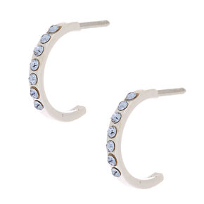 C LUXE by Claire&#39;s Sterling Silver Blue Ice Stone Half Hoop Earring,