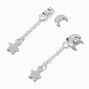 Silver-tone Front &amp; Back Celestial 1&quot; Linear Drop Earrings,