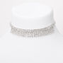 Silver Rhinestone Flapper Fringe Choker Necklace,