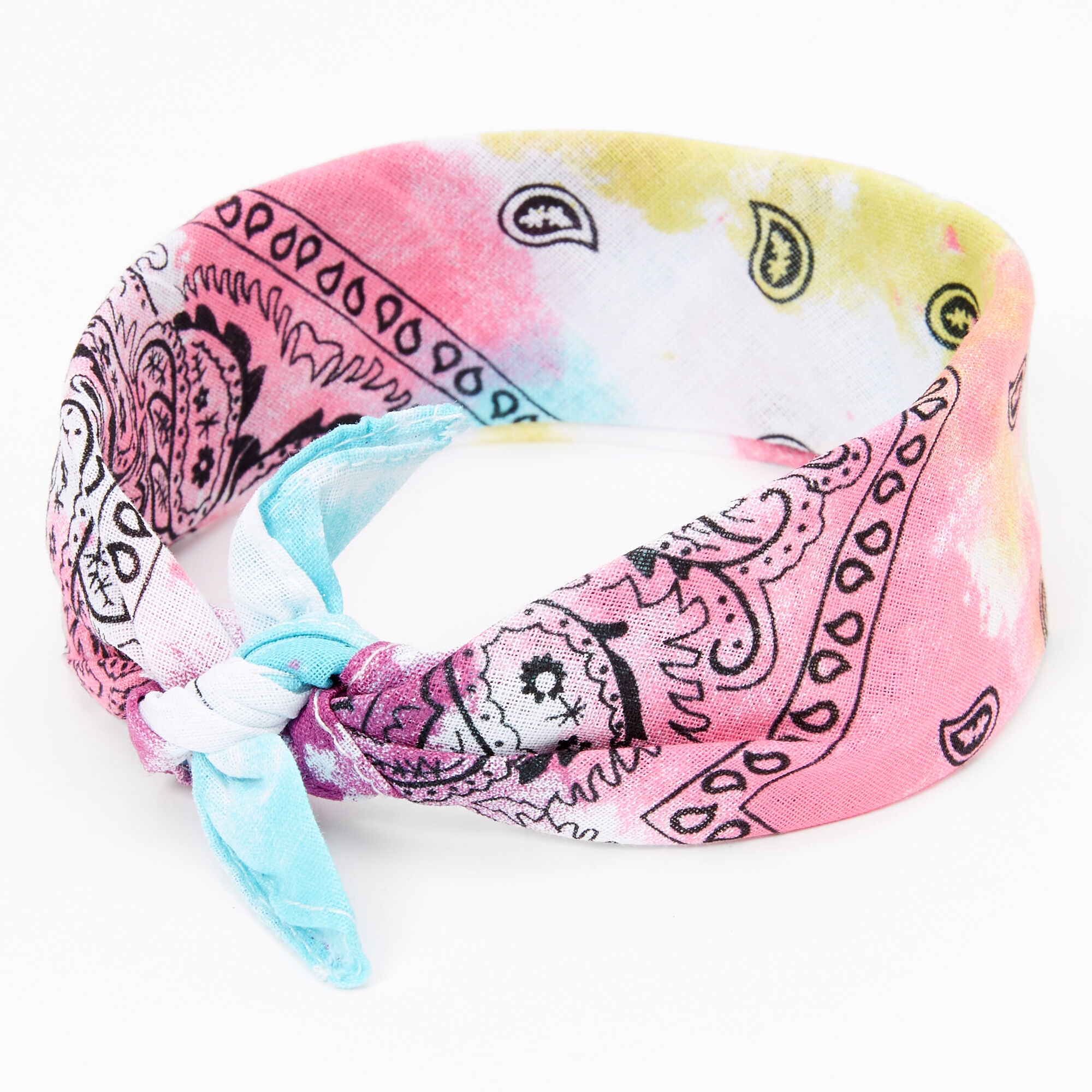 Claire's Club Rainbow Tie Dye Paisley Bandana Headwrap,