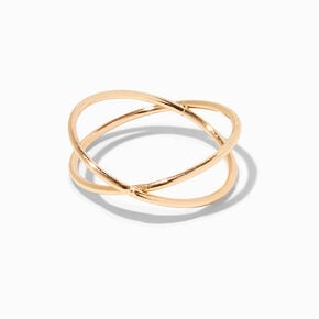 Gold-tone Criss Cross Ring,