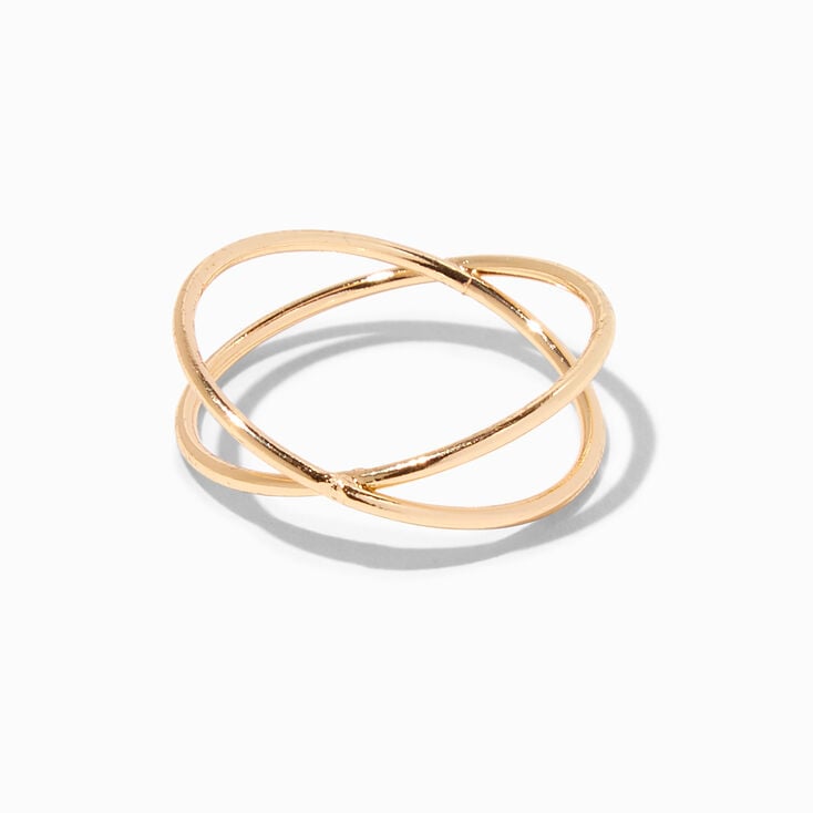 Gold-tone Criss Cross Ring,