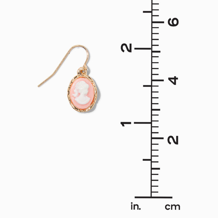 Gold-tone Pink Cameo 0.5&quot; Drop Earrings,
