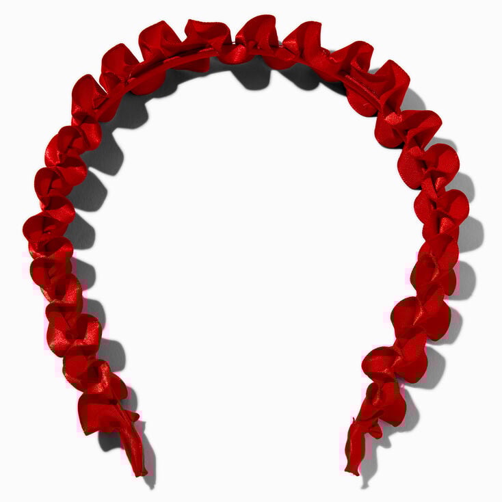 Claire&#39;s Club Red Satin Ruched Holiday Headband,