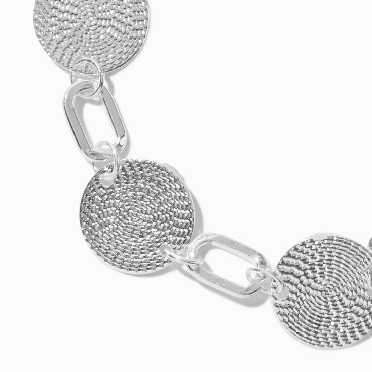 Silver-tone Textured Disc Chain Bracelet,