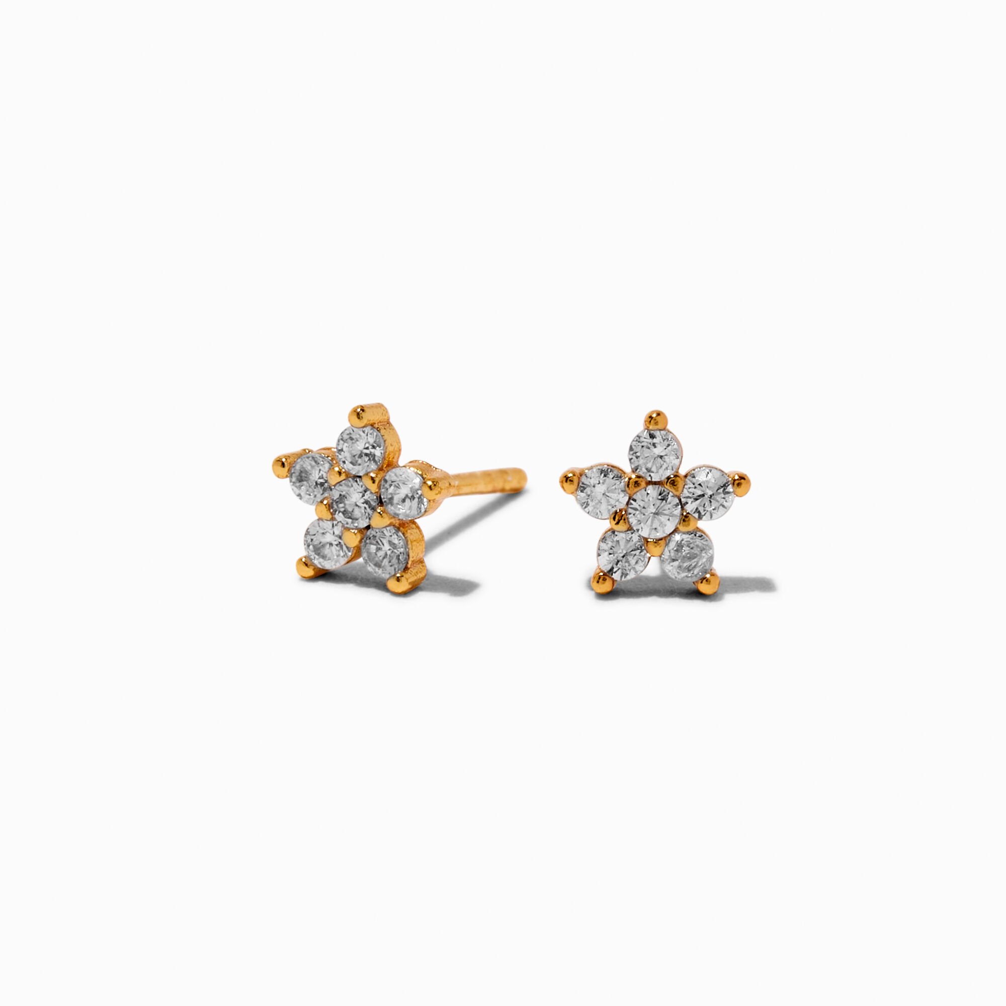 C LUXE by Claire's 18kt Gold Plated Cubic Zirconia Flower Stud Earrings,