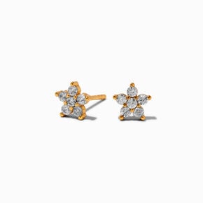 C LUXE by Claire&#39;s 18kt Gold Plated Cubic Zirconia Flower Stud Earrings,