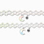 Best Friends Crescent Moon Glow In The Dark Tattoo Choker Necklaces - 2 Pack,