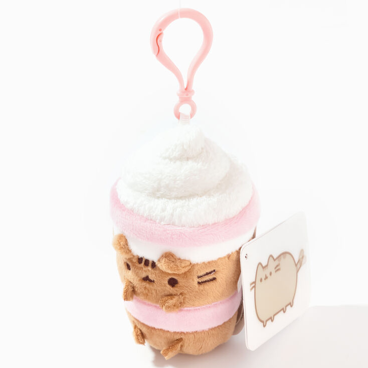 Porte-cl&eacute;s jouet en peluche caf&eacute; glac&eacute; de petite taille Pusheen&reg;,