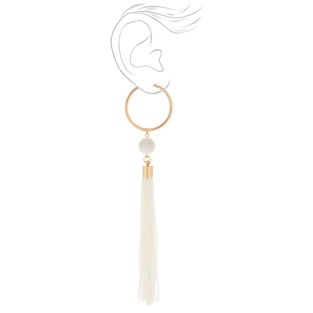 Tassel 6" Drop Earrings - White,