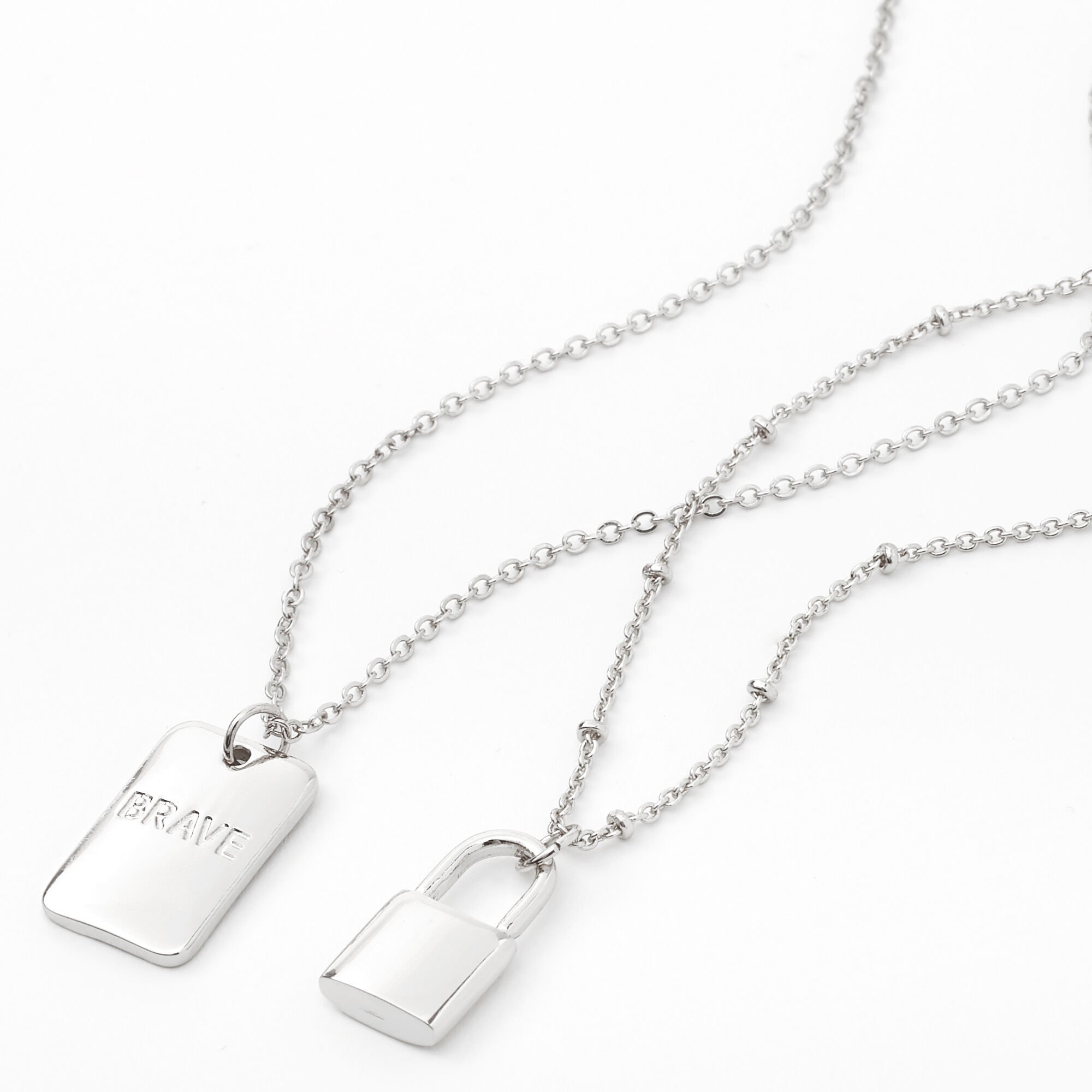 Sky Brown™ Silver Padlock Chain Necklaces - 2 Pack,