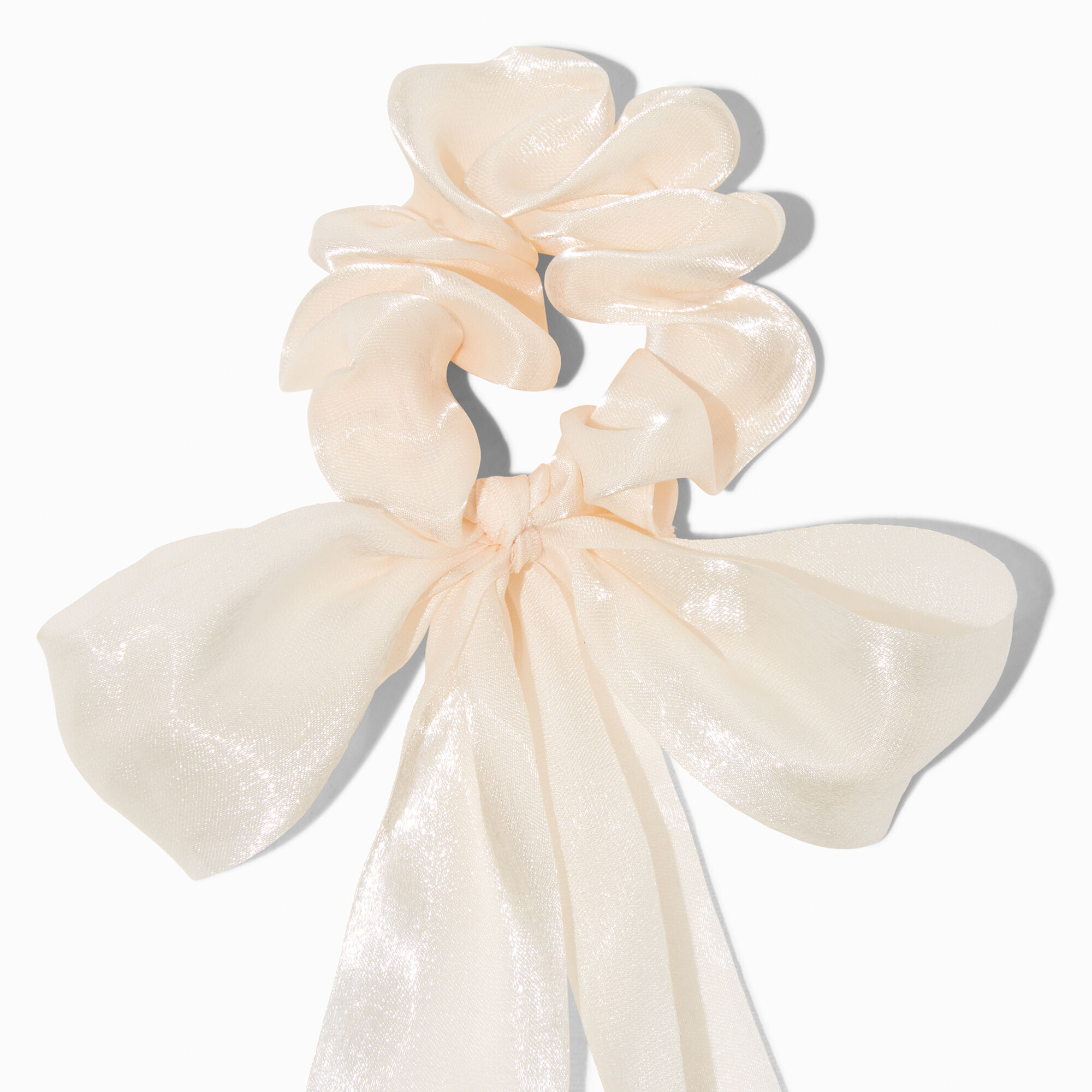 Ivory Sheer Hair Bow Scrunchie,