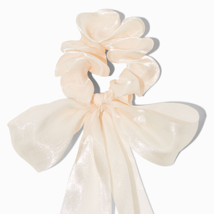 Ivory Sheer Hair Bow Scrunchie,
